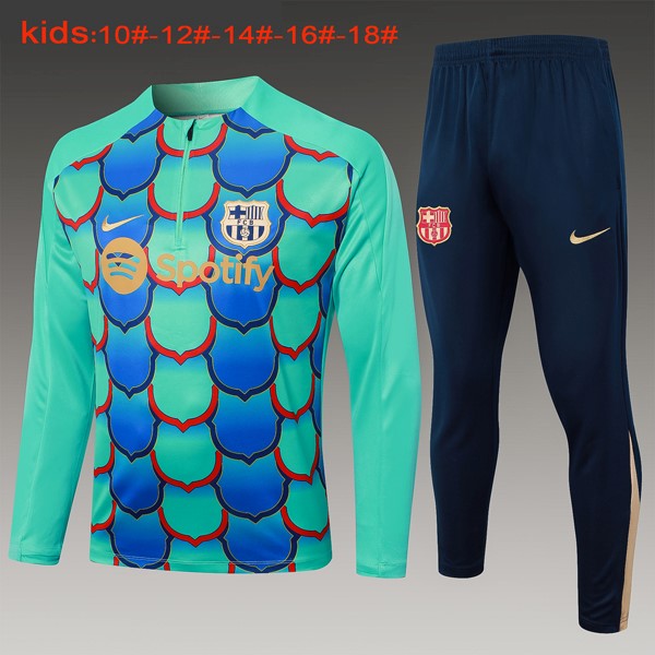 Niños Sudadera De Training Barcelona 2024 2025 Verde Azul 3